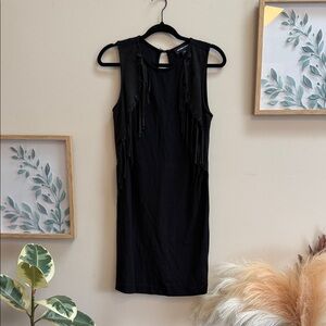 Fifteen Twenty Black Sleeveless Fringe Shift Dress